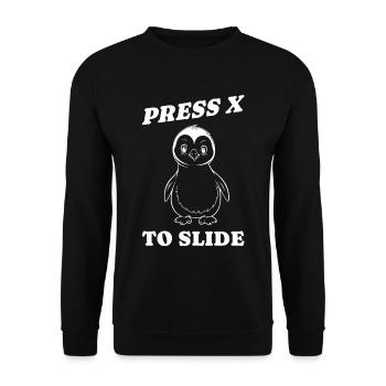 press x to slide Geschenkidee - Unisex Pullover - Schwarz - Vorne - Alina (178cm) & Michal (187cm)