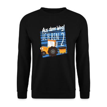 2. Geburtstag Bauernhof 2 Jahre alt Traktor - Unisex Pullover - Schwarz - Vorne - Alina (178cm) & Michal (187cm)