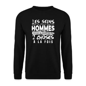 Citation drôle homme beauf sein humoristique - Sweat-shirt Unisexe - noir - Devant - Alina (178cm) & Michal (187cm)