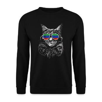 Dagestan Katze Dagestaner Flagge Sonnenbrille - Unisex Pullover - Schwarz - Vorne - Alina (178cm) & Michal (187cm)