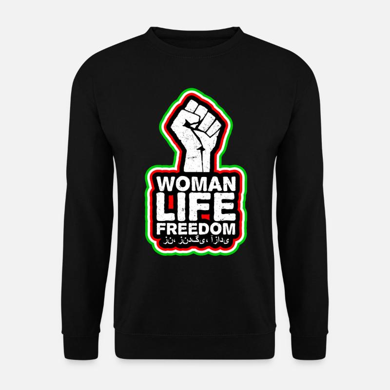 Frau Leben Freiheit | Faust mit Iran-Outline - Unisex Pullover - Schwarz