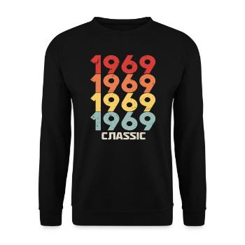 1969 Jubilé dans un style vintage classique 1969 - Sweat-shirt Unisexe - noir - Devant - Alina (178cm) & Michal (187cm)