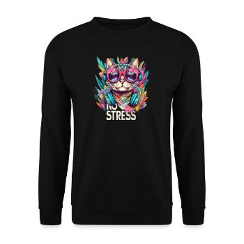 Cool Cat with Glasses - No Stress Cat Design - Unisex Sweatshirt - black - Front - Alina (178cm) & Michal (187cm)
