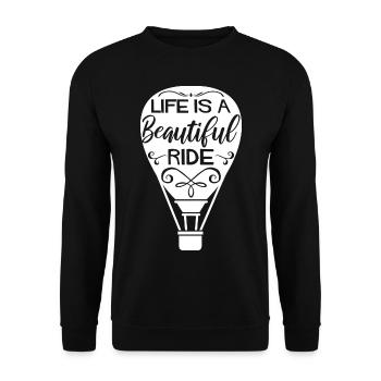 Heißluftballon Sprüche | Luftfahrt Hobby Geschenk - Unisex Pullover - Schwarz - Vorne - Alina (178cm) & Michal (187cm)