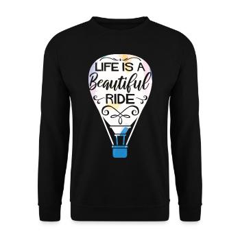 Heißluftballon fahren | Ballonfahrt Geschenkideen - Unisex Pullover - Schwarz - Vorne - Alina (178cm) & Michal (187cm)