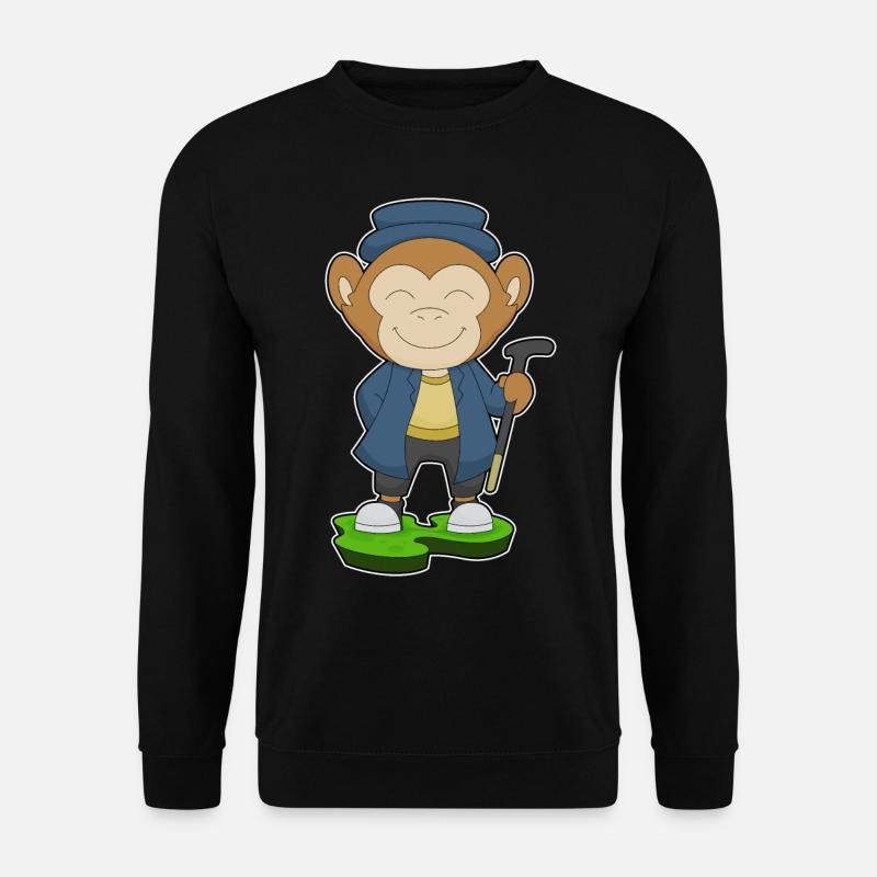 Monkey Pensioner Walking Stick - Unisex Sweatshirt - black