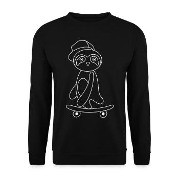 Skateboard Faultier - Unisex Pullover - Schwarz - Vorne - Alina (178cm) & Michal (187cm)