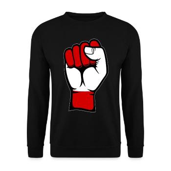 Austria Flag Fist - Unisex Sweatshirt - black - Front - Alina (178cm) & Michal (187cm)