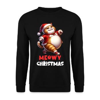 Miaou Noël Drôle Chat Père Noël Chapeau - Sweat-shirt Unisexe - noir - Devant - Alina (178cm) & Michal (187cm)