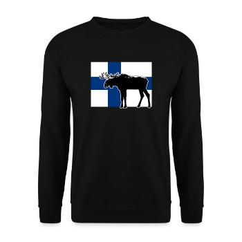 Elch - Finnland - Moose - Finland Flag - Unisex Pullover - Schwarz - Vorne - Alina (178cm) & Michal (187cm)