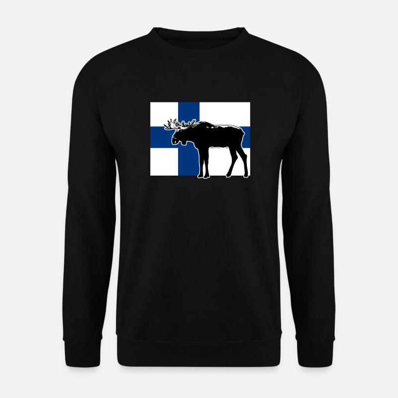 Elch - Finnland - Moose - Finland Flag - Unisex Pullover - Schwarz