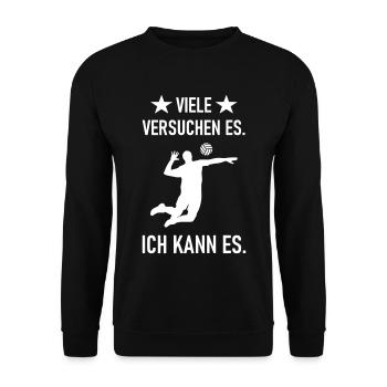 Ich kann es im Volleyball - Unisex Pullover - Schwarz - Vorne - Alina (178cm) & Michal (187cm)