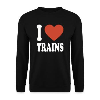 I love trains - Unisex Pullover - Schwarz - Vorne - Alina (178cm) & Michal (187cm)