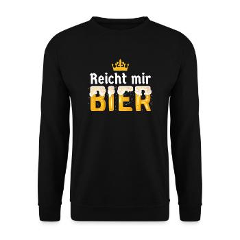 Reicht mir Bier Biergarten lustig König Krone Papa - Unisex Pullover - Schwarz - Vorne - Alina (178cm) & Michal (187cm)