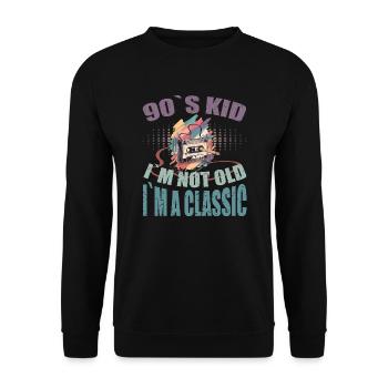 90er Kind - Unisex Pullover - Schwarz - Vorne - Alina (178cm) & Michal (187cm)
