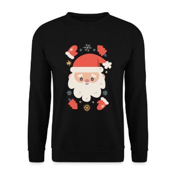 Santa Claus Illustration - Unisex Sweatshirt - black - Front - Alina (178cm) & Michal (187cm)