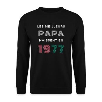 Les meilleurs papas au monde naissent en 1977 - Sweat-shirt Unisexe - noir - Devant - Alina (178cm) & Michal (187cm)