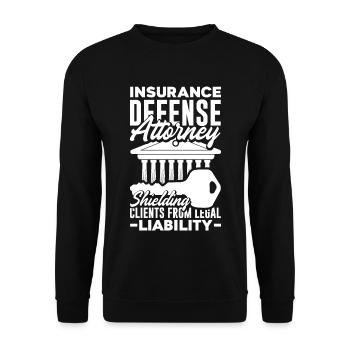 Insurance Defense Attorney Shielding Client - Unisex Sweatshirt - black - Front - Alina (178cm) & Michal (187cm)