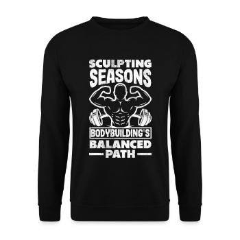 Sculpting Seasons Bodybuilding's Balanced Path. - Unisex Sweatshirt - black - Front - Alina (178cm) & Michal (187cm)