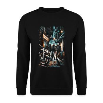 Slasher's Alley Rally: Urban Grit Meets Horror - Unisex Sweatshirt - black - Front - Alina (178cm) & Michal (187cm)