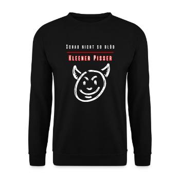 Schau nicht so blöd Kleiner Pisser-Party Fun Shirt - Unisex Pullover - Schwarz - Vorne - Alina (178cm) & Michal (187cm)