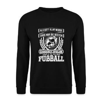 Eishockey Eishockeyspieler Puck Gott - Unisex Pullover - Schwarz - Vorne - Alina (178cm) & Michal (187cm)