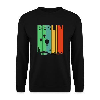 Weinlese Retro Berlin.Germany. Stadtbild. Horizont. - Unisex Pullover - Schwarz - Vorne - Alina (178cm) & Michal (187cm)