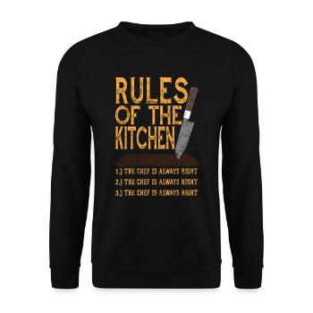 Rules Of The Kitchen Cool Chef Cook - Unisex Pullover - Schwarz - Vorne - Alina (178cm) & Michal (187cm)