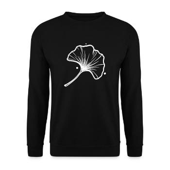 White Ginkgo Leaf - Unisex Sweatshirt - black - Front - Alina (178cm) & Michal (187cm)