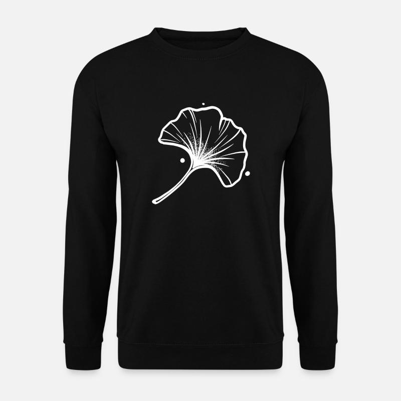 Blatt Ginkgo Weiß - Unisex Pullover - Schwarz