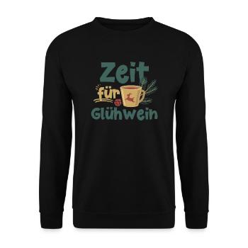 Zeit für Glühwein Weihnachstmarkt Weihnachten - Unisex Pullover - Schwarz - Vorne - Alina (178cm) & Michal (187cm)