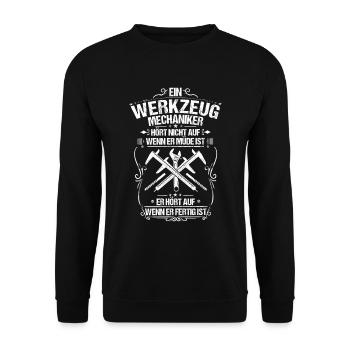Werkzeugmechaniker Werkzeugmacher Geschenk Fleiß - Unisex Pullover - Schwarz - Vorne - Alina (178cm) & Michal (187cm)