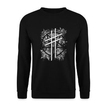 Cross, pentagram and stars | Satanic design - Unisex Sweatshirt - black - Front - Alina (178cm) & Michal (187cm)