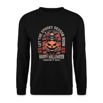 Faucheuse d’Halloween avec citrouille - Sweat-shirt Unisexe - noir - Devant - Alina (178cm) & Michal (187cm)