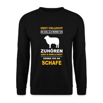 Schaf Schafe Hirte Schäfer Schafbesitzer Geschenk - Unisex Pullover - Schwarz - Vorne - Alina (178cm) & Michal (187cm)