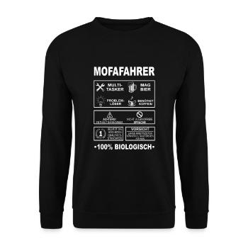 Mofa Moped Mofafahrer Mopedfahrer Mopeds Mokick - Unisex Pullover - Schwarz - Vorne - Alina (178cm) & Michal (187cm)