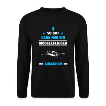 Modellflug Pilot Modellbau Flugzeug Modellbauer - Unisex Pullover - Schwarz - Vorne - Alina (178cm) & Michal (187cm)