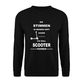 Scooter Stunt Scooter Tretroller Roller E-Scooter - Unisex Pullover - Schwarz - Vorne - Alina (178cm) & Michal (187cm)