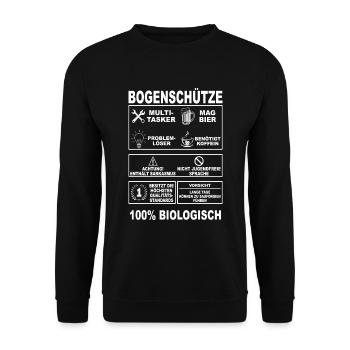 Bogenschiessen Bogenschütze Bogen Pfeil Langbogen - Unisex Pullover - Schwarz - Vorne - Alina (178cm) & Michal (187cm)