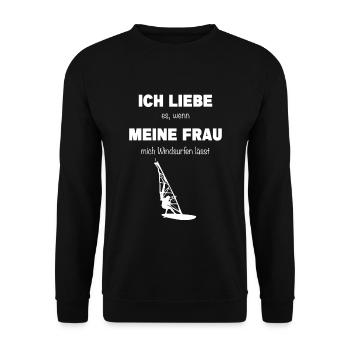 Windsurfen Windsurfer Surfen Wassersport Sommer - Unisex Pullover - Schwarz - Vorne - Alina (178cm) & Michal (187cm)