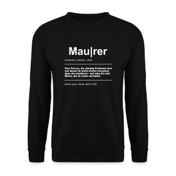 Maurer Handwerker Baustelle Handwerk Bauarbeiter - Unisex Pullover - Schwarz - Vorne - Alina (178cm) & Michal (187cm)