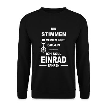 Einrad Fahrrad Einradfahrer Einrad Fahren Unicycle - Unisex Pullover - Schwarz - Vorne - Alina (178cm) & Michal (187cm)