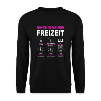 Einrad Fahrrad Einradfahrer Einrad Fahren Unicycle - Unisex Pullover - Schwarz - Vorne - Alina (178cm) & Michal (187cm)