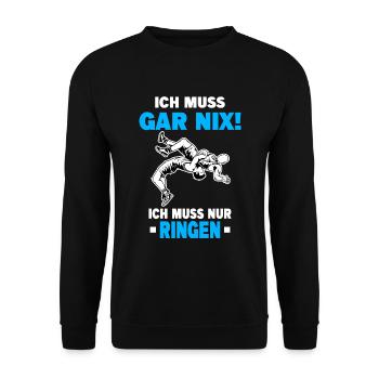 Ringen Ringer Kampfsport Sport Ringkampf Freistil - Unisex Pullover - Schwarz - Vorne - Alina (178cm) & Michal (187cm)
