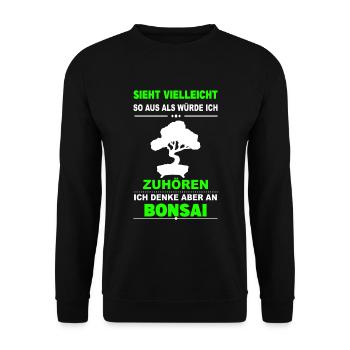 Bonsai Baum Japan Natur Bonsaibaum Pflanze Garten - Unisex Pullover - Schwarz - Vorne - Alina (178cm) & Michal (187cm)