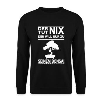 Bonsai Baum Japan Natur Bonsaibaum Pflanze Garten - Unisex Pullover - Schwarz - Vorne - Alina (178cm) & Michal (187cm)