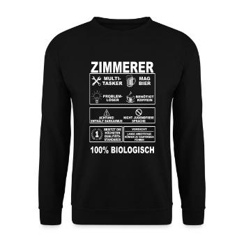 Zimmerer Zimmermann Handwerk Zimmerei Holz Meister - Unisex Pullover - Schwarz - Vorne - Alina (178cm) & Michal (187cm)