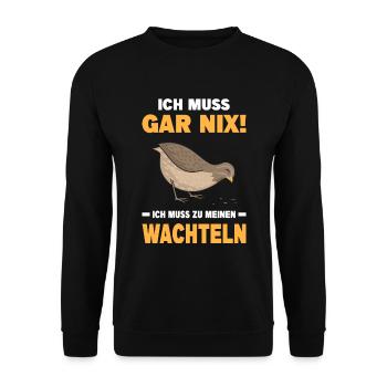 Wachtel Wachteln Wachtelzüchter Vogel Bauernhof - Unisex Pullover - Schwarz - Vorne - Alina (178cm) & Michal (187cm)