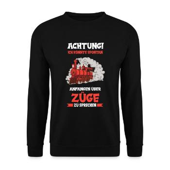 Modelleisenbahn Dampflok Modellbau Zug Lok Spruch - Unisex Pullover - Schwarz - Vorne - Alina (178cm) & Michal (187cm)