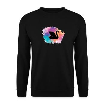 cygne oiseau oiseau d’eau cygne animaux étang étang - Sweat-shirt Unisexe - noir - Devant - Alina (178cm) & Michal (187cm)